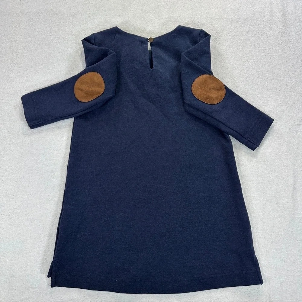 Quilted Ponte Riding Dress Navy and Brown Pockest and Elbows Sz 3